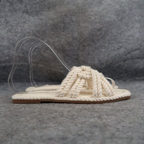 Abound Shoes Womens 5 Sandal Slides Flat Casual Rope Knot Straps White Slip On - Picture 2 of 13